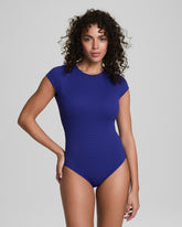 SPANXshapeâ„¢ Swim Pique High Neck Short Sleeve One-Piece | Deep Azure